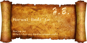 Horvai Beáta névjegykártya